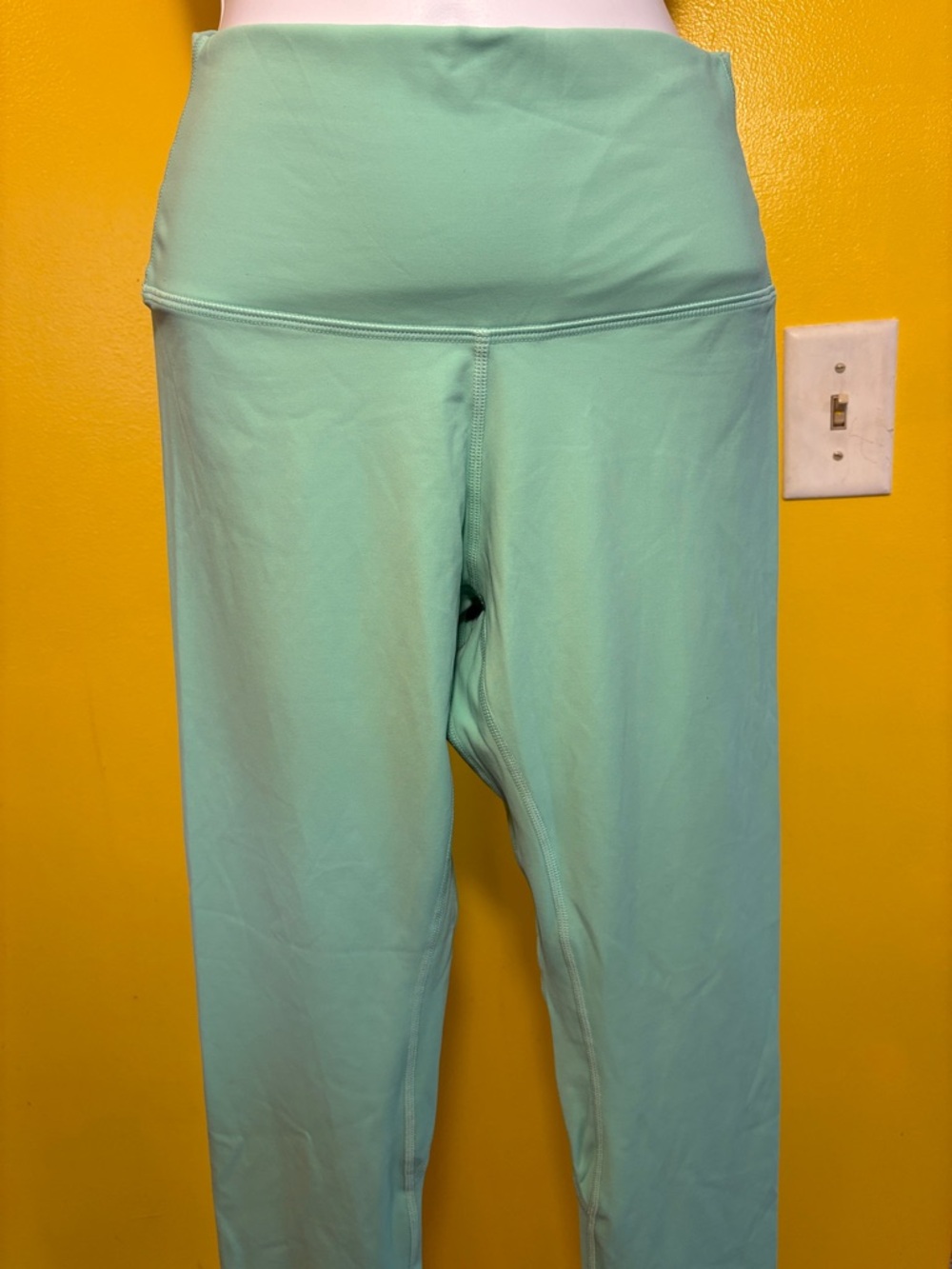 Women’s High-Waist Mint Green Leggings with Wide Waistband
